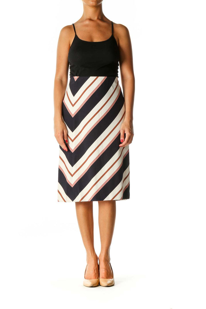 White Chevron Retro Straight Skirt