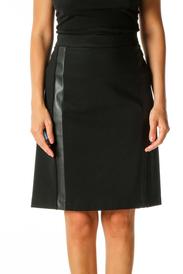 Black Solid Chic A-Line Skirt