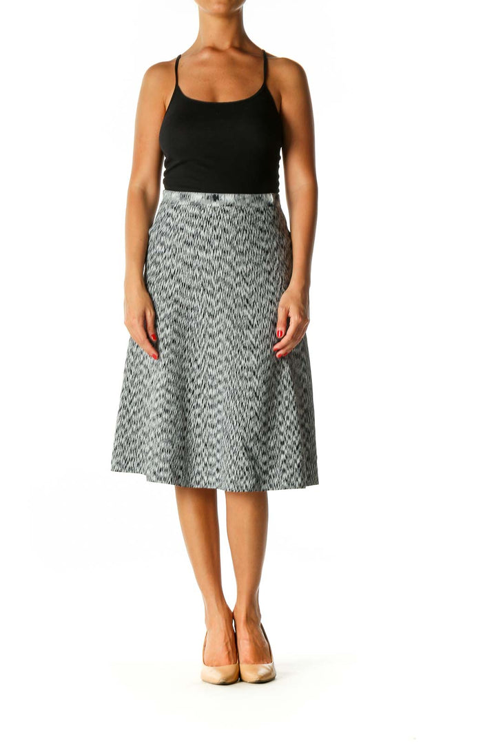 Gray Textured Brunch A-Line Skirt