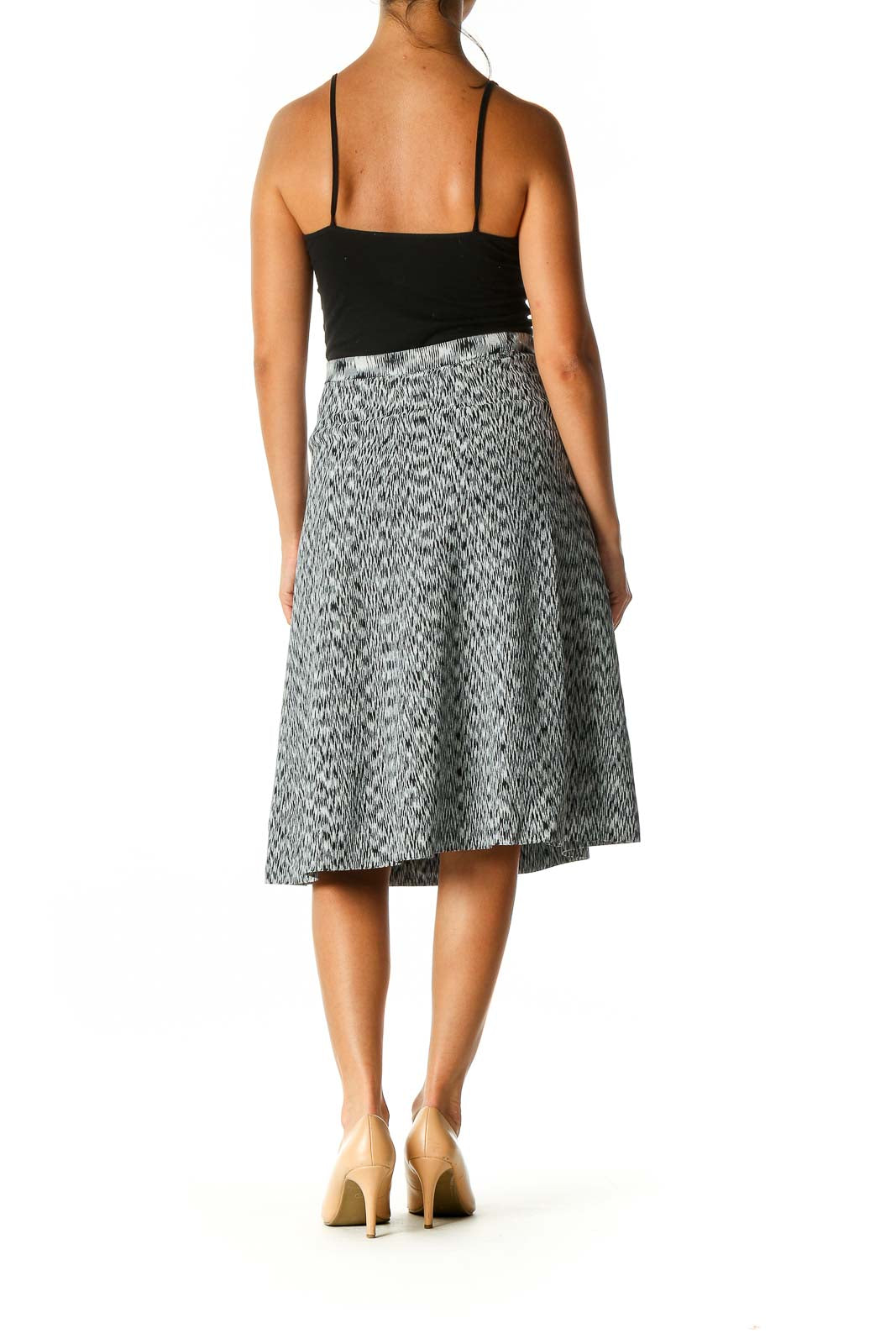 Gray Textured Brunch A-Line Skirt