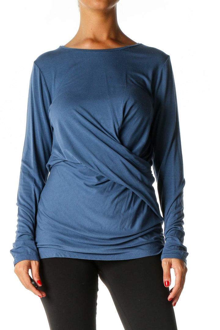 Blue Solid Casual Blouse