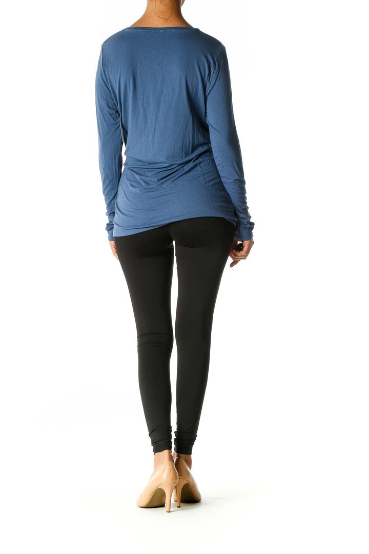 Blue Solid Casual Blouse