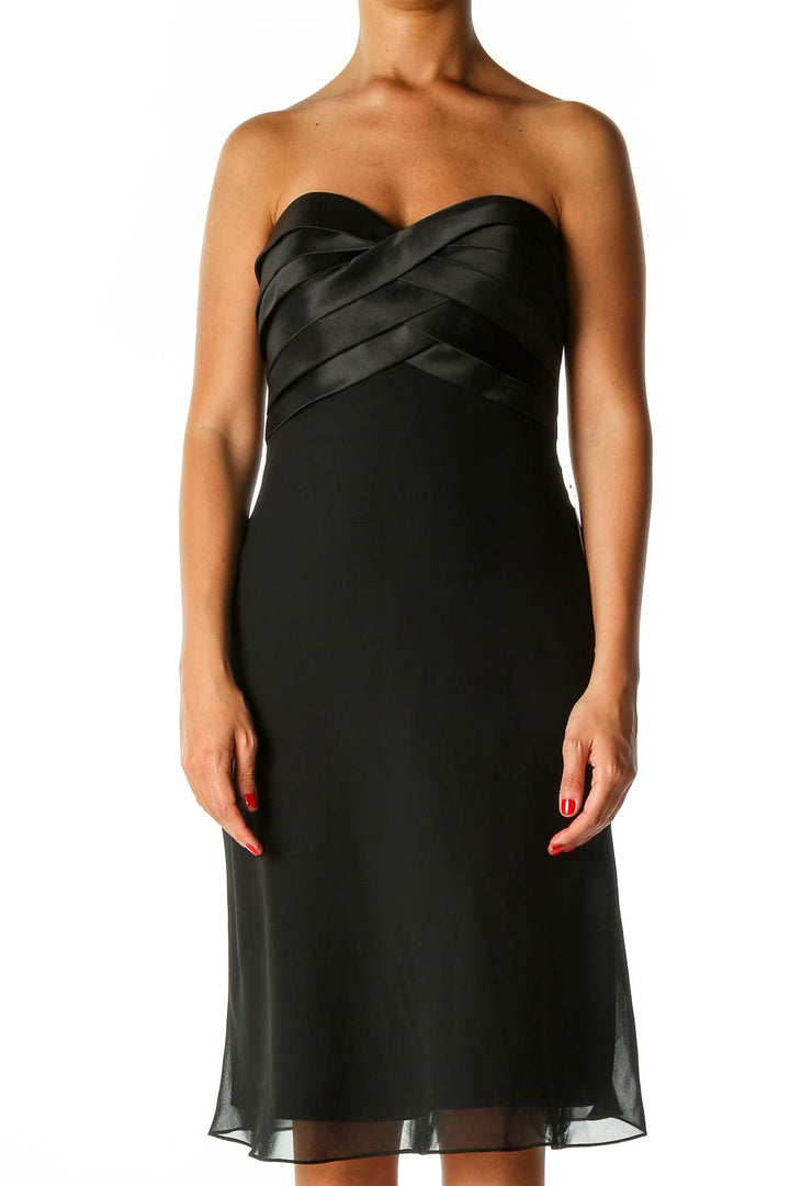 Black Solid Chic A-Line Dress