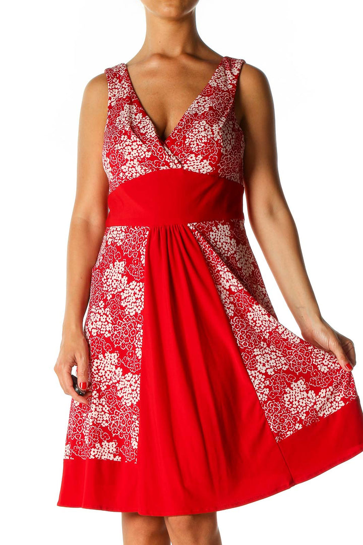 Red Floral Print Fit & Flare Dress