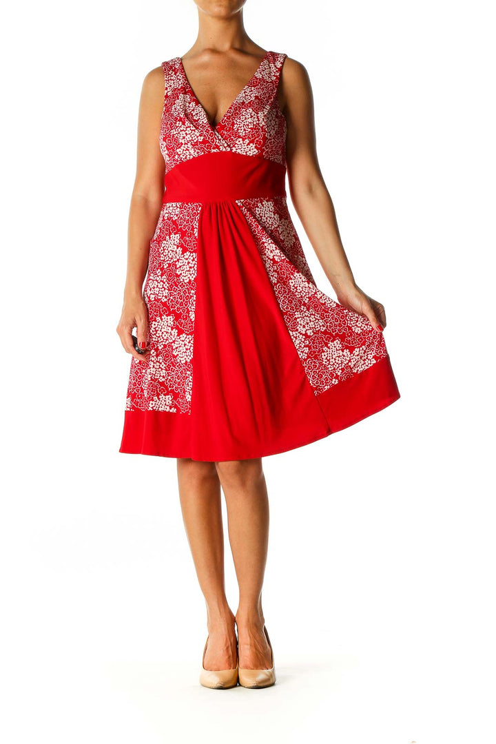 Red Floral Print Fit & Flare Dress