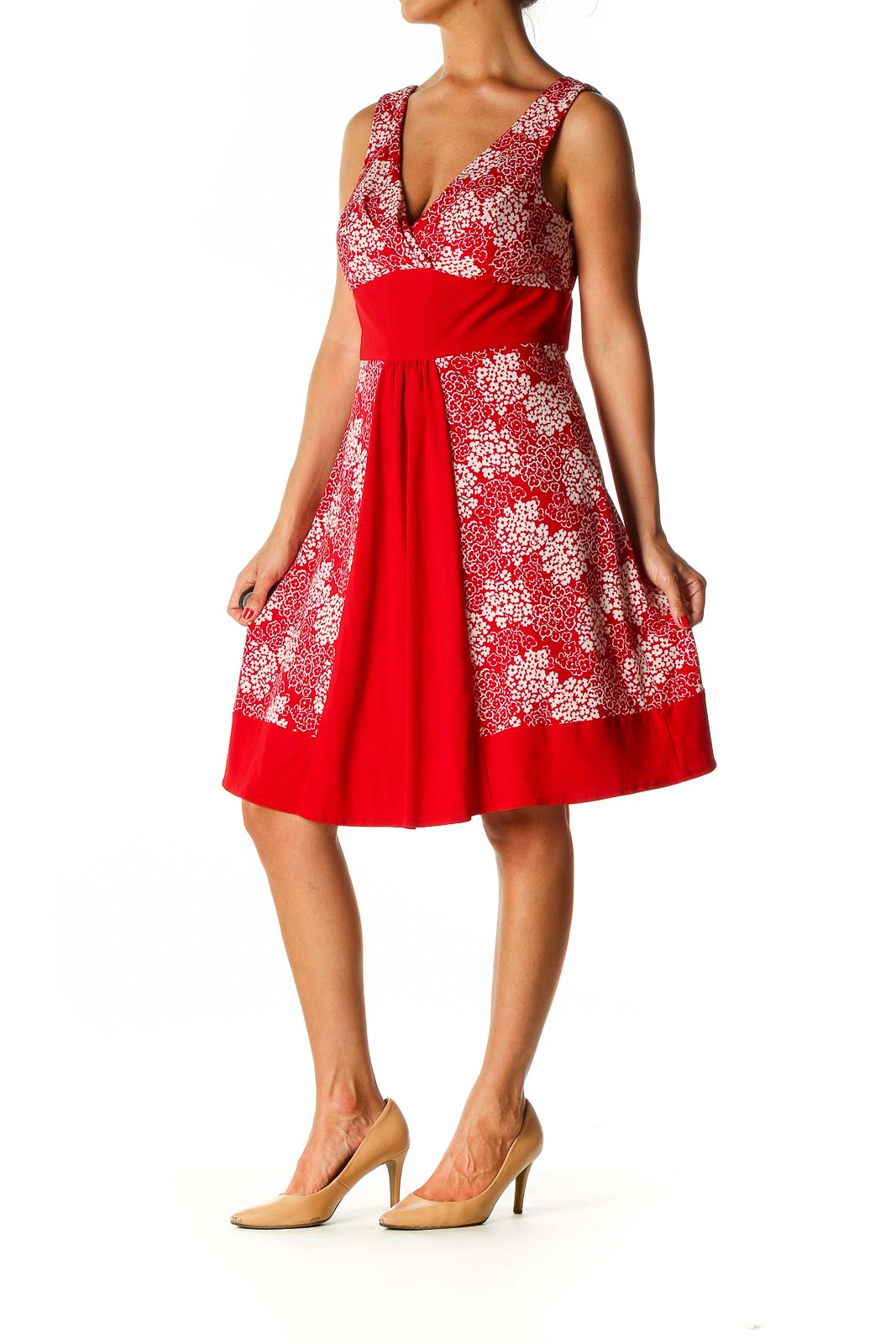 Red Floral Print Fit & Flare Dress