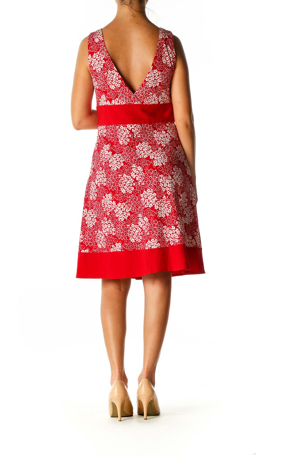 Red Floral Print Fit & Flare Dress