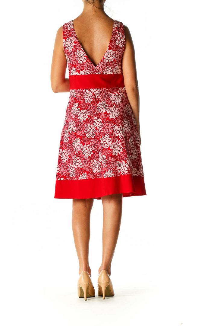 Red Floral Print Fit & Flare Dress