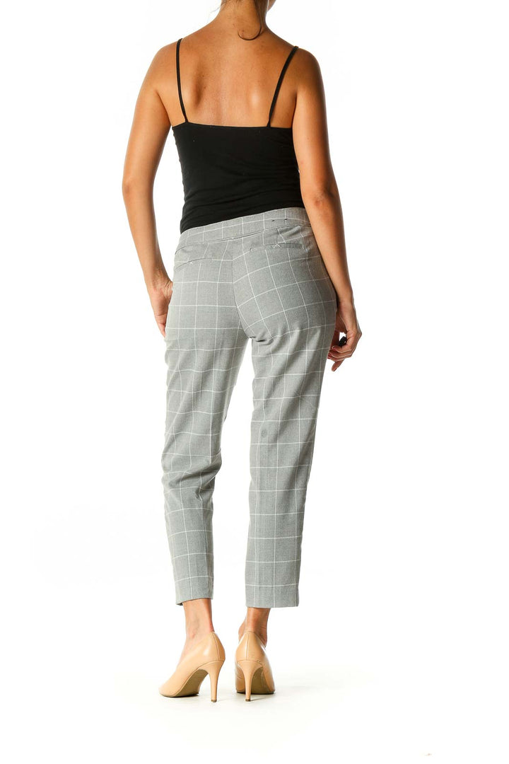 Gray Checkered Casual Trousers