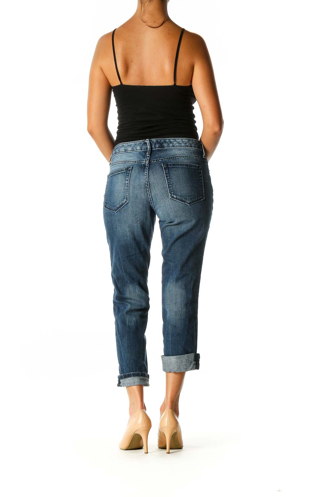 Blue Casual Straight Leg Jeans