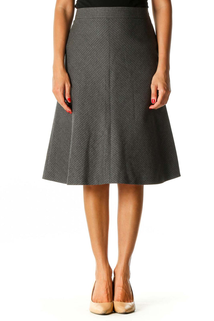 Gray Striped Classic A-Line Skirt