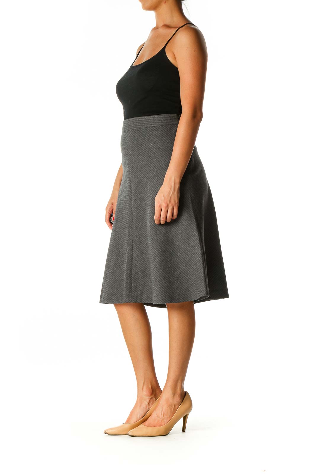 Gray Striped Classic A-Line Skirt