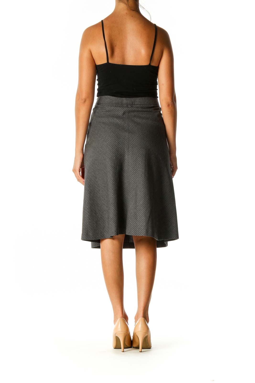 Gray Striped Classic A-Line Skirt