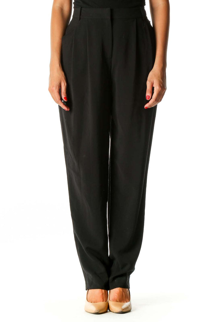 Black Solid Classic Trousers