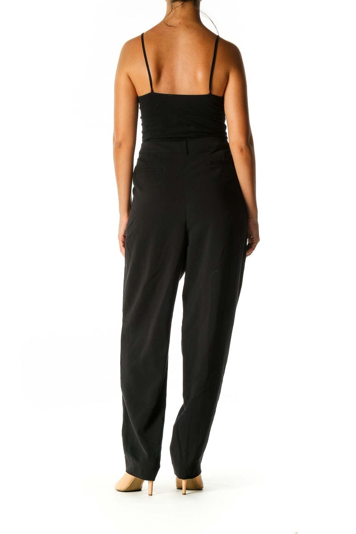 Black Solid Classic Trousers