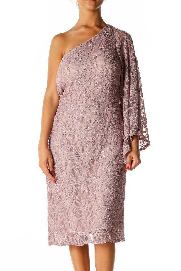 Pink Lace Semiformal A-Line Dress