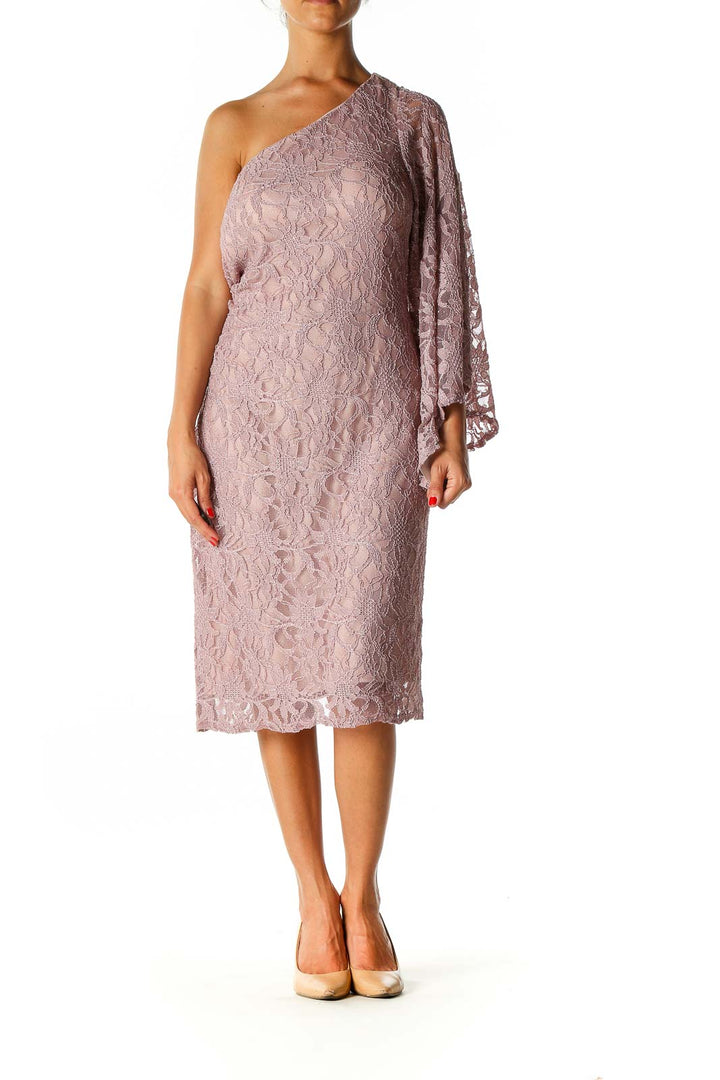 Pink Lace Semiformal A-Line Dress