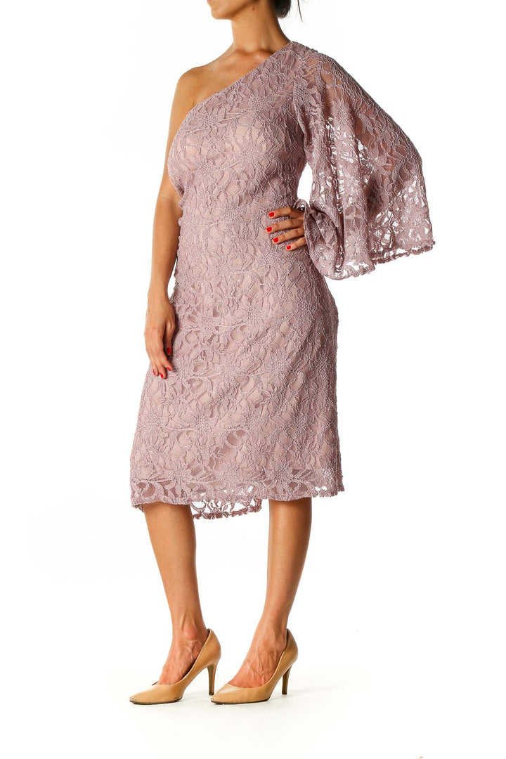 Pink Lace Semiformal A-Line Dress