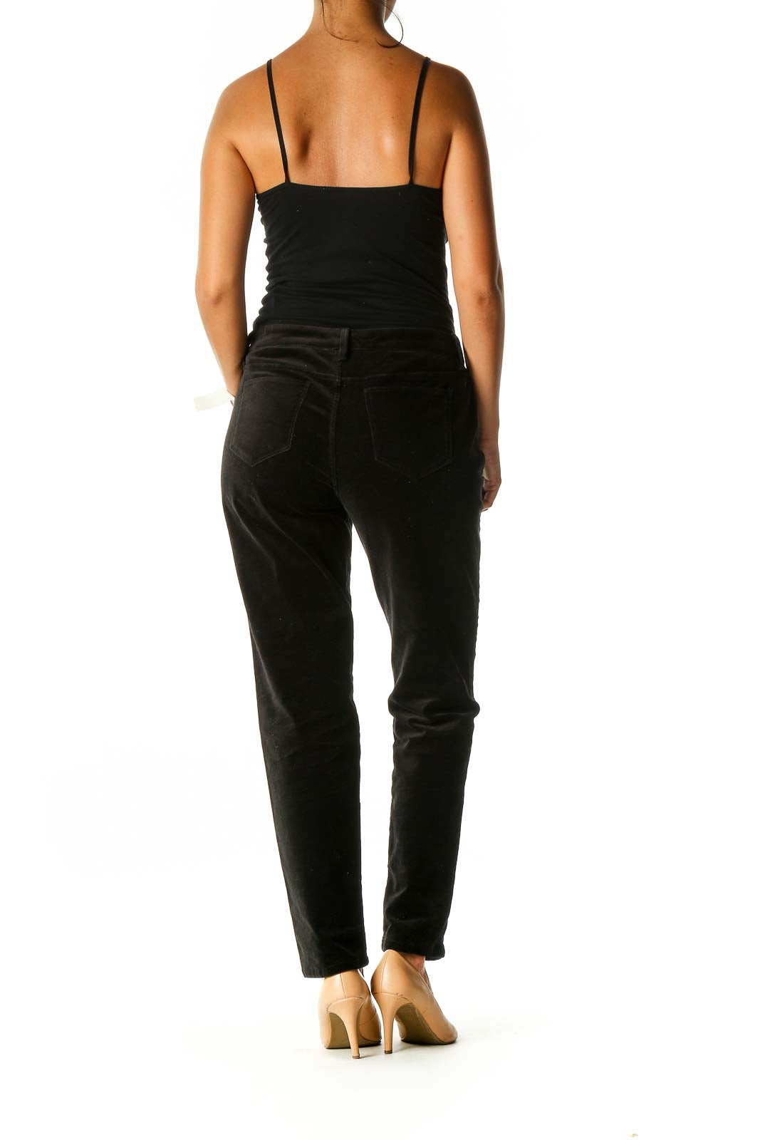 Black Textured Casual Trousers