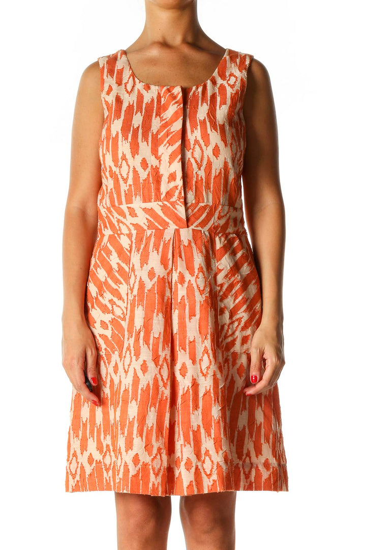 Orange Graphic Print A-Line Dress