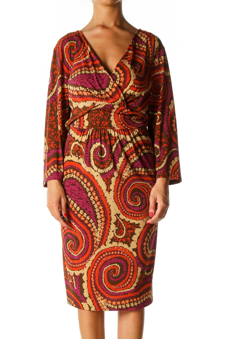 Orange Paisley Holiday A-Line Dress