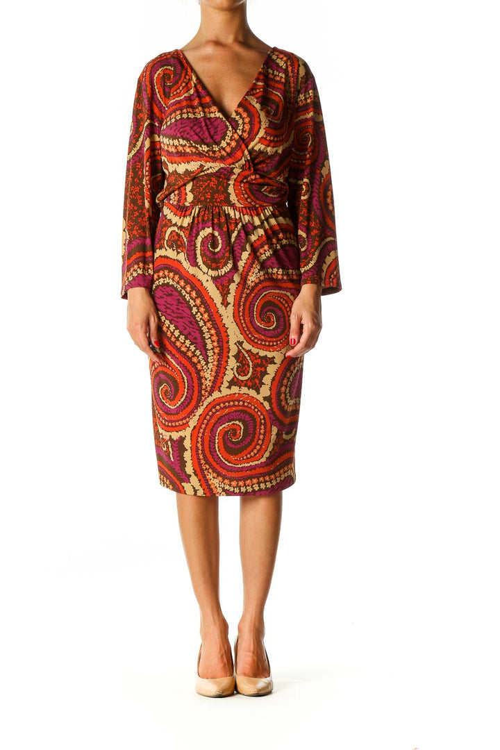 Orange Paisley Holiday A-Line Dress