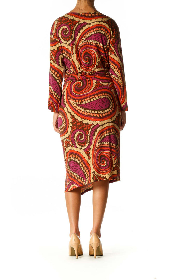 Orange Paisley Holiday A-Line Dress