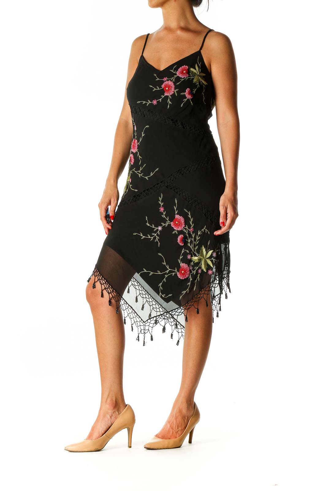 Black Textured Bohemian A-Line Dress