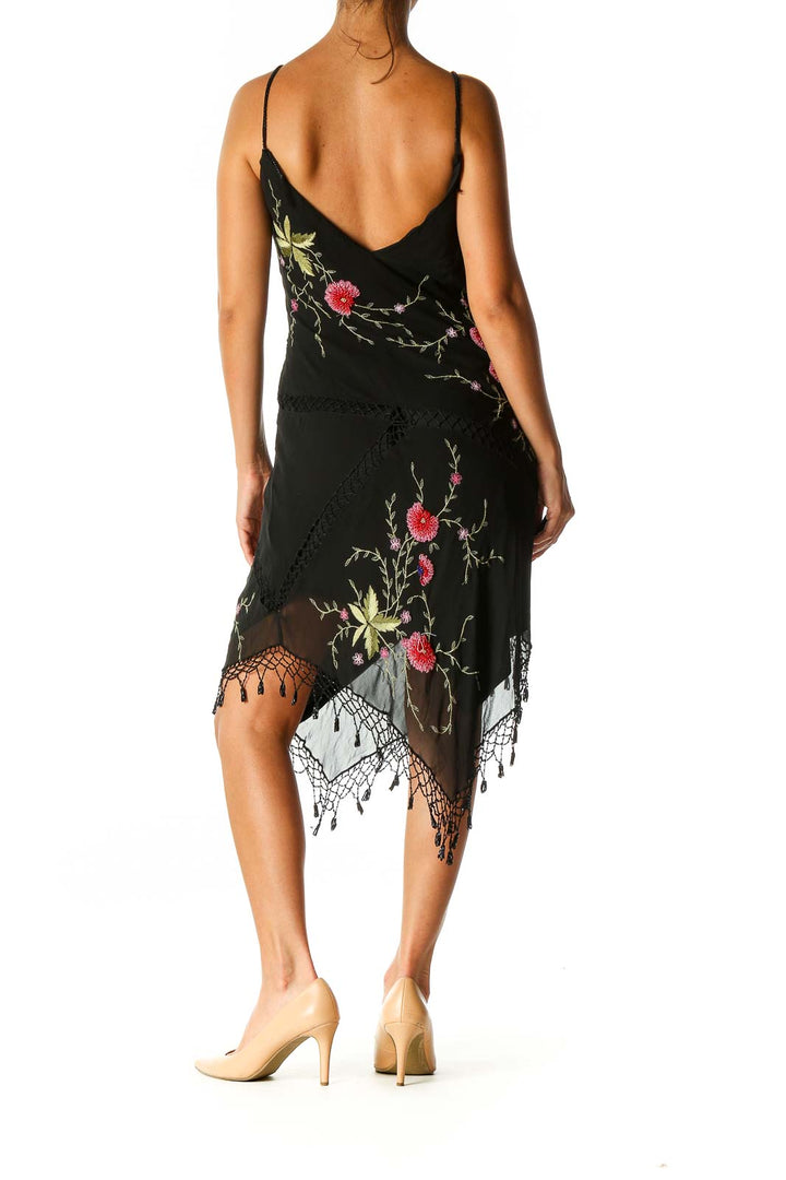 Black Textured Bohemian A-Line Dress