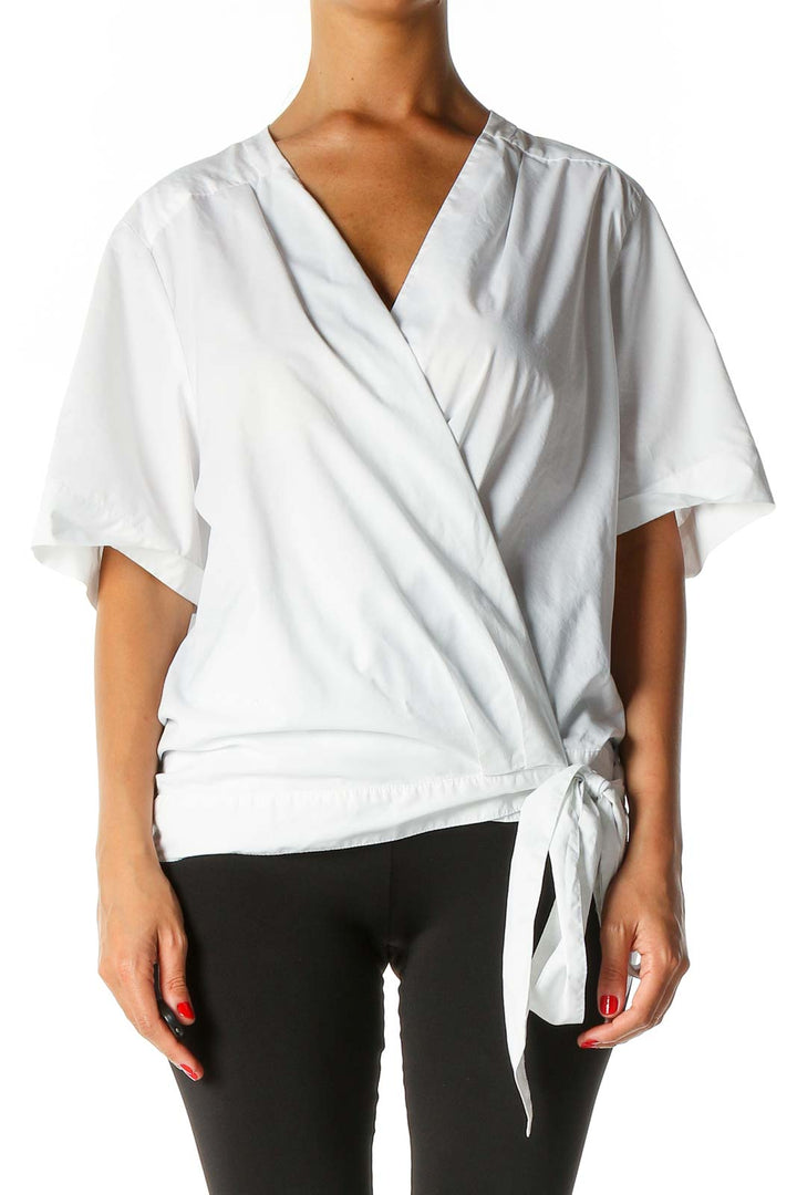 White Solid Casual Blouse