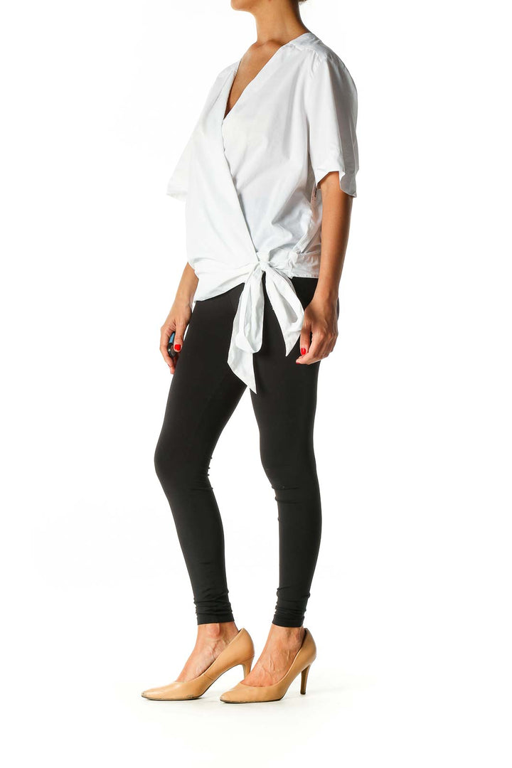 White Solid Casual Blouse