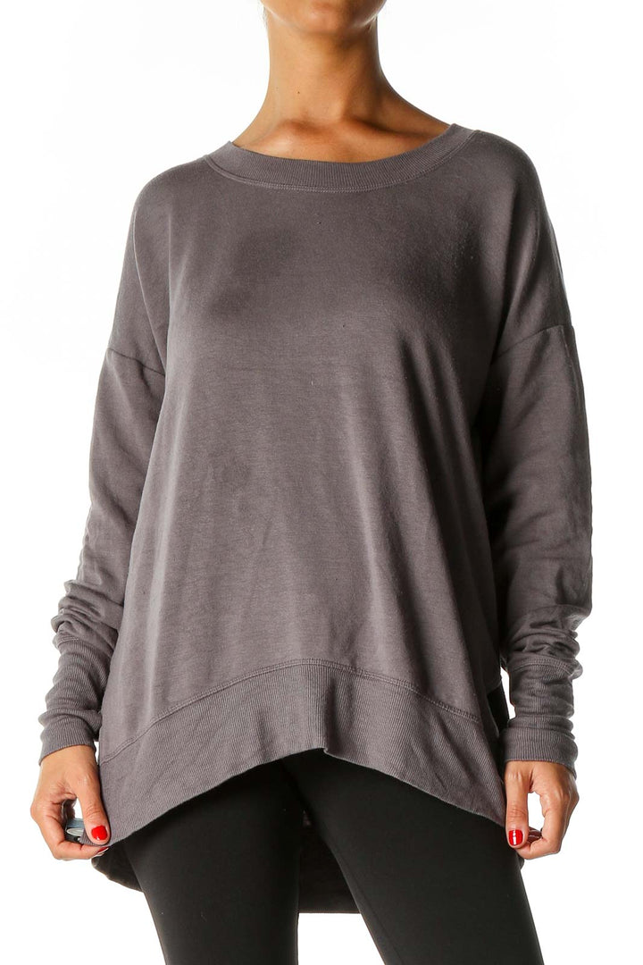 Gray Solid Sweatshirt