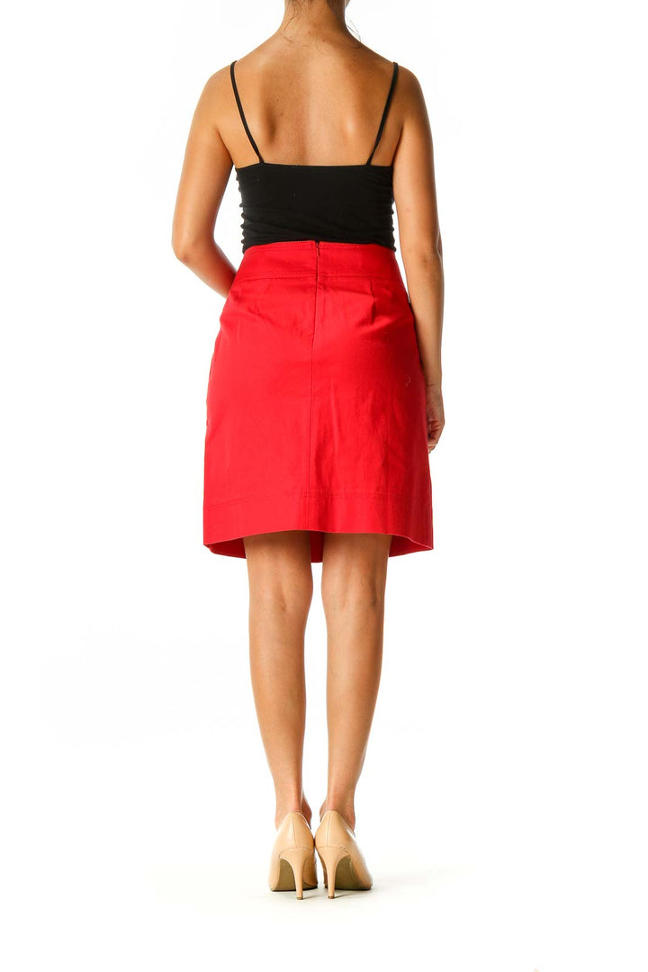 Red Solid Classic A-Line Skirt