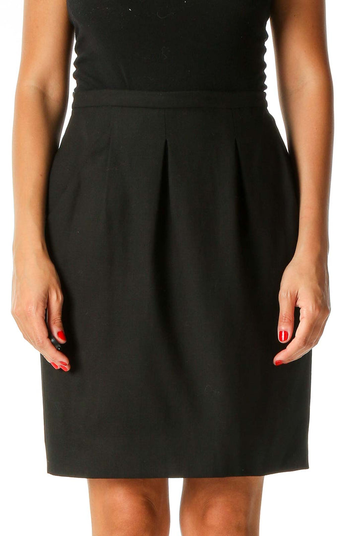 Black Solid Brunch Straight Skirt