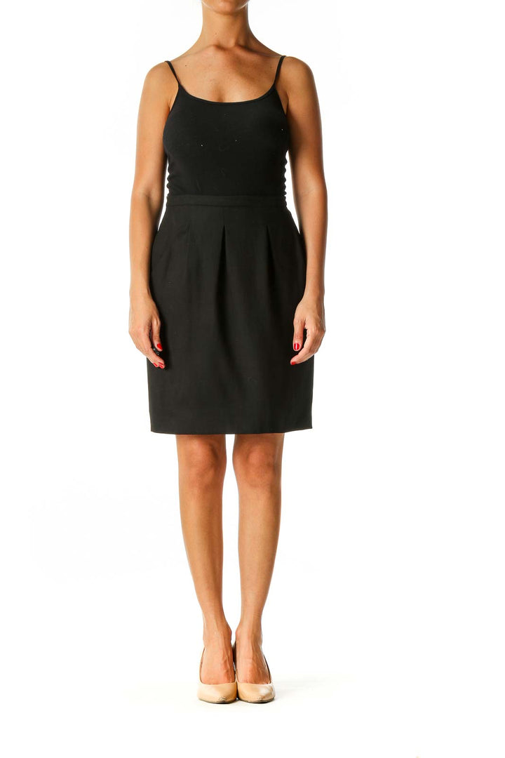 Black Solid Brunch Straight Skirt