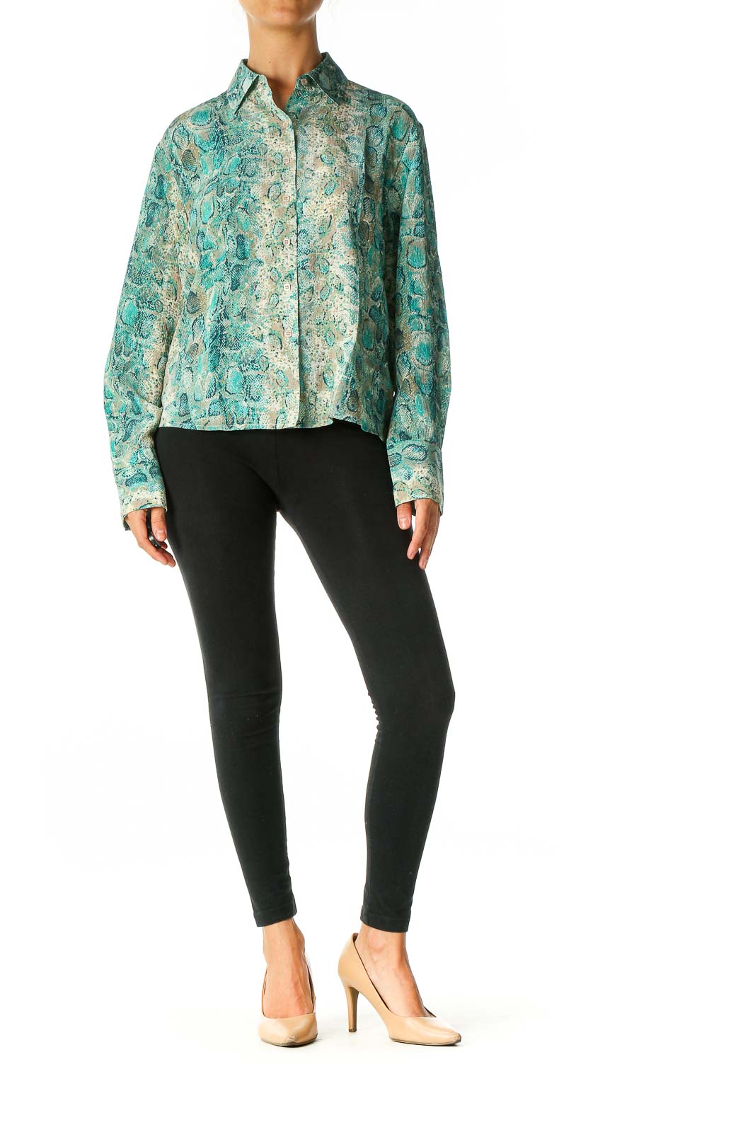 Green Animal Print All Day Wear Shirt