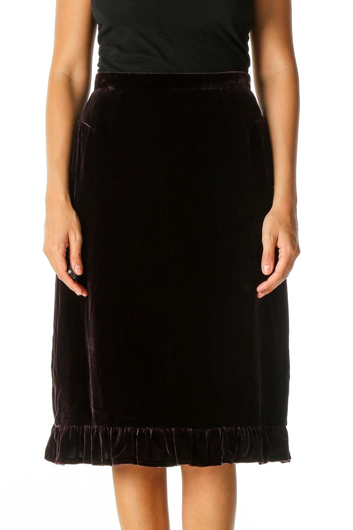 Purple Textured Classic Straight Skirt