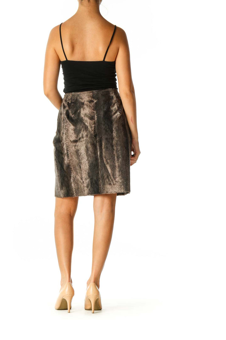 Brown Animal Print Retro A-Line Skirt