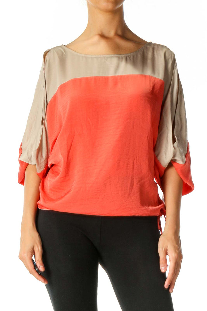 Orange Colorblock Brunch Blouse