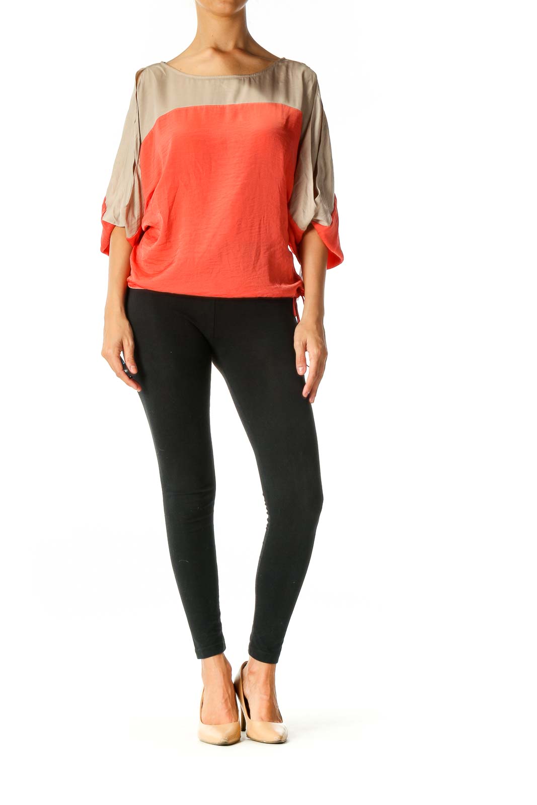 Orange Colorblock Brunch Blouse