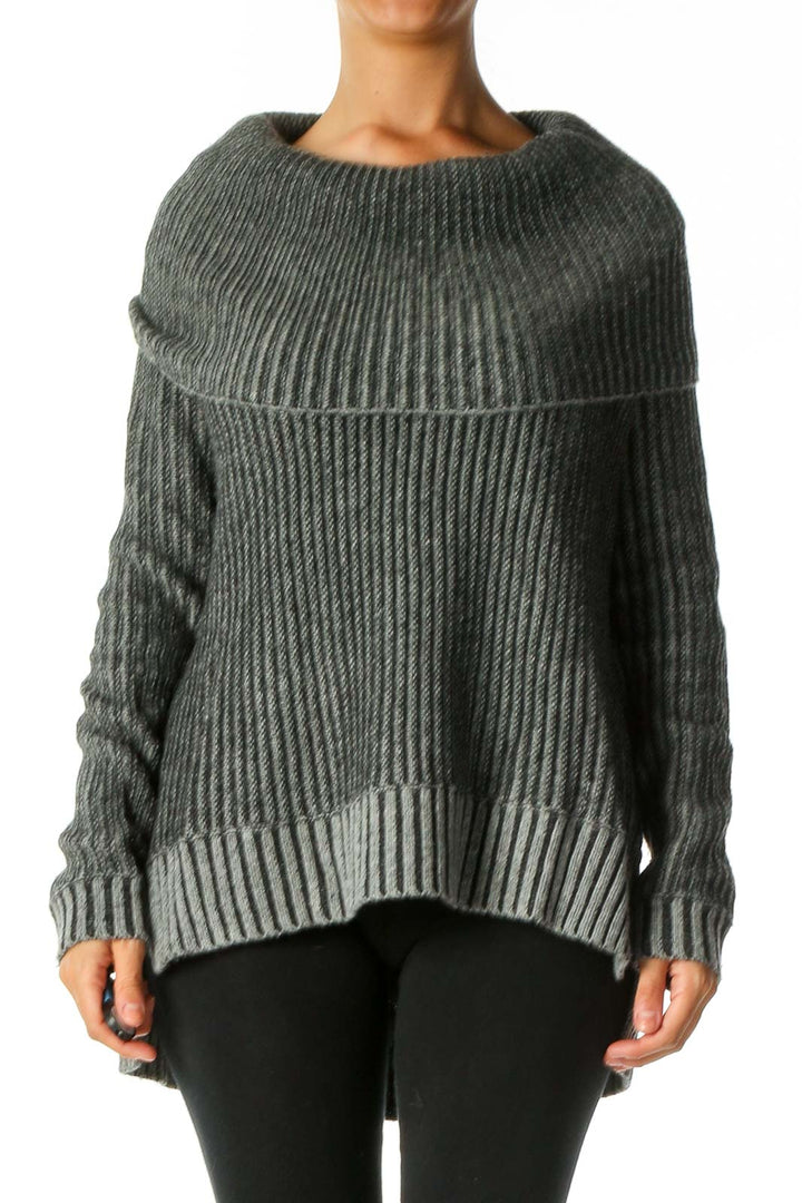 Gray Textured Casual Sweater