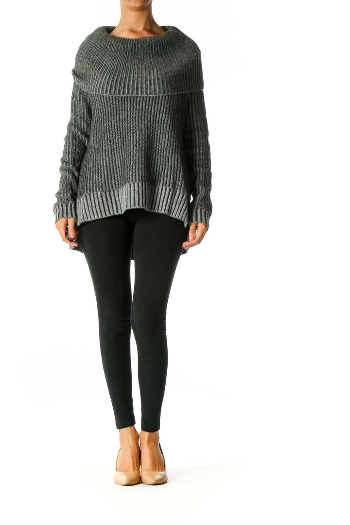 Gray Textured Casual Sweater