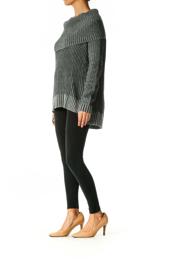 Gray Textured Casual Sweater