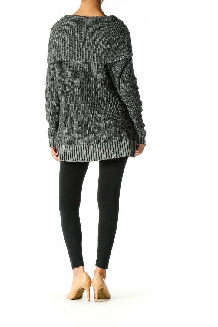 Gray Textured Casual Sweater