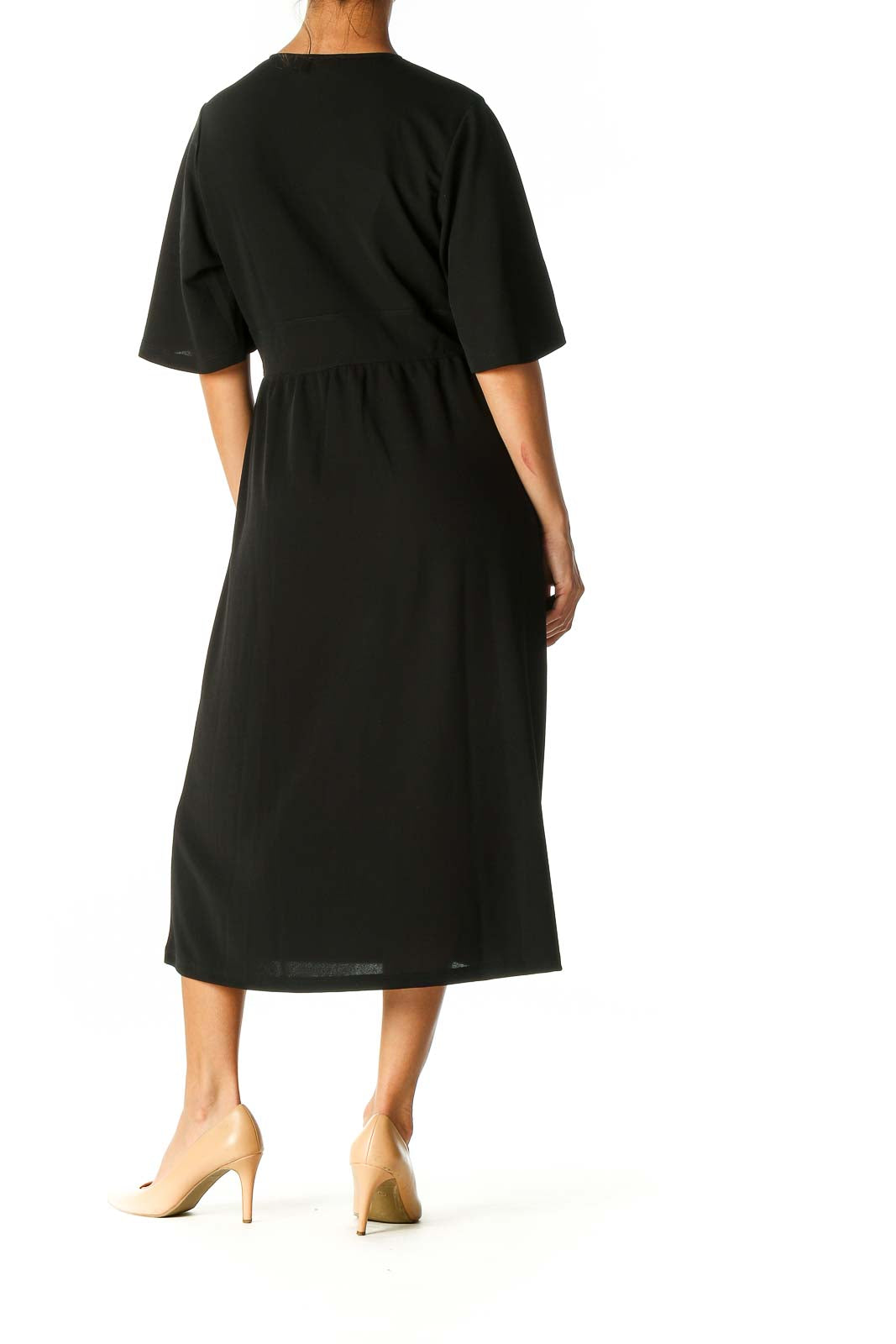 Black Solid Casual A-Line Dress