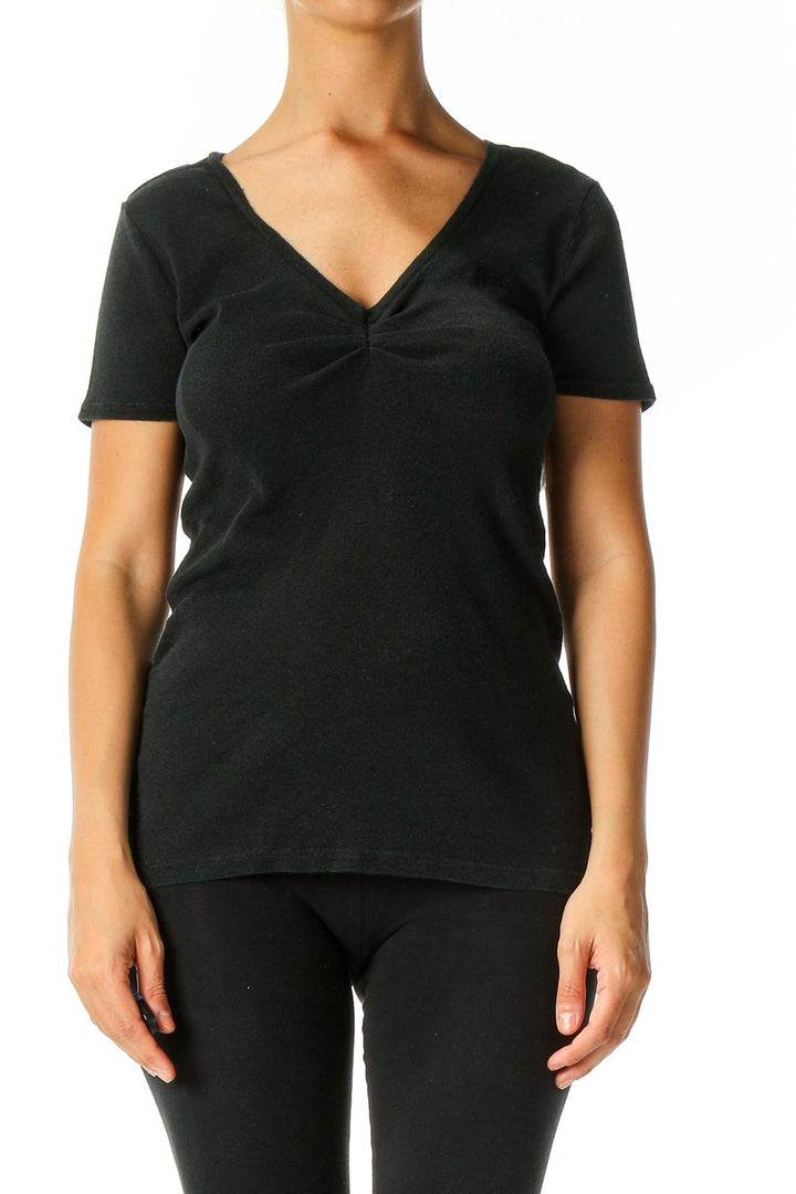 Black Textured Casual T-Shirt