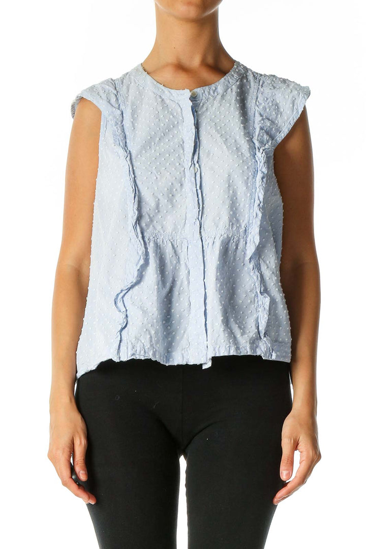 Blue Textured Brunch Blouse