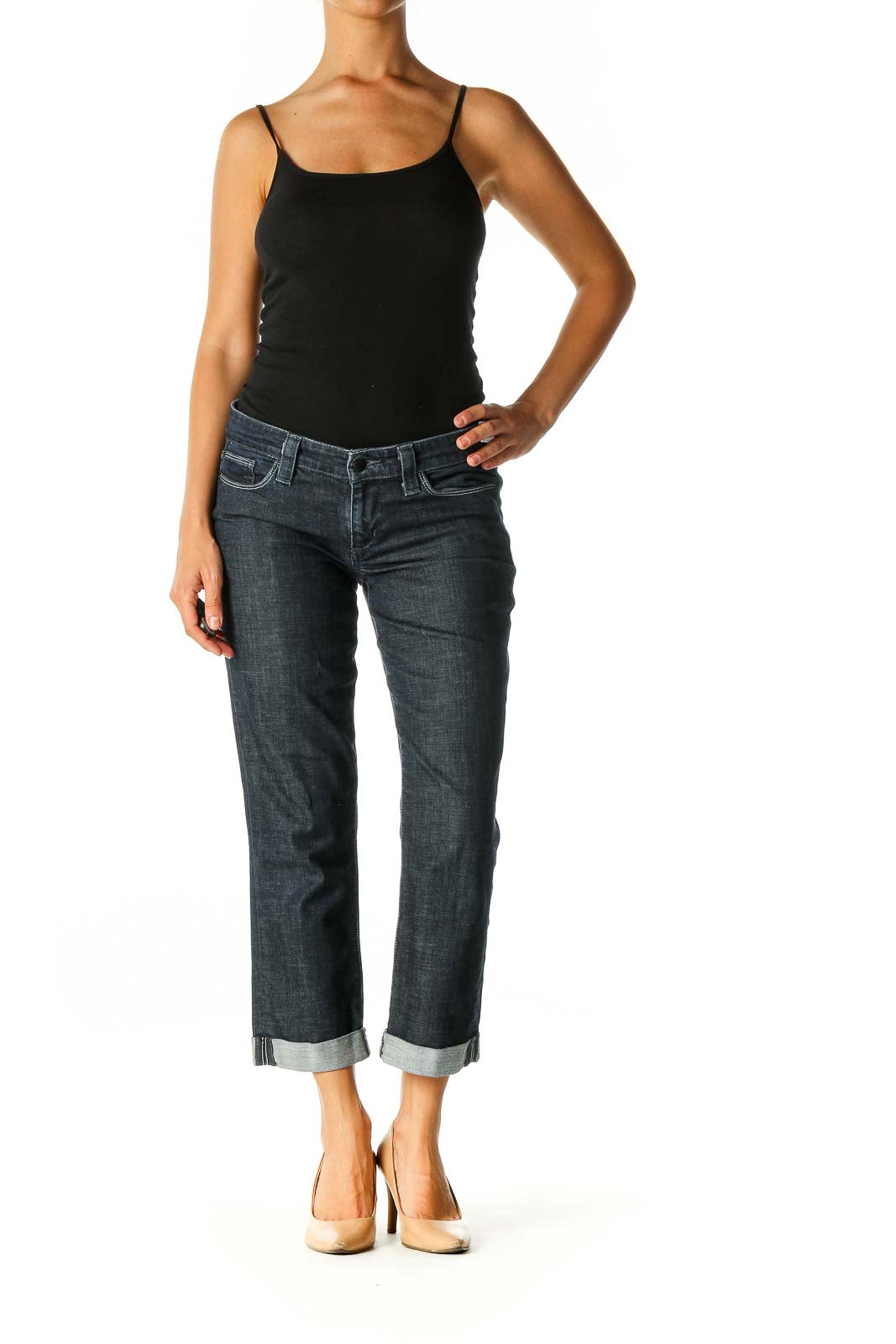 Blue Casual Straight Leg Jeans