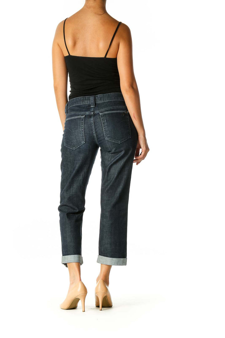 Blue Casual Straight Leg Jeans