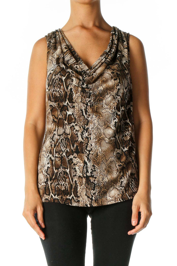 Brown Animal Print Bohemian Blouse